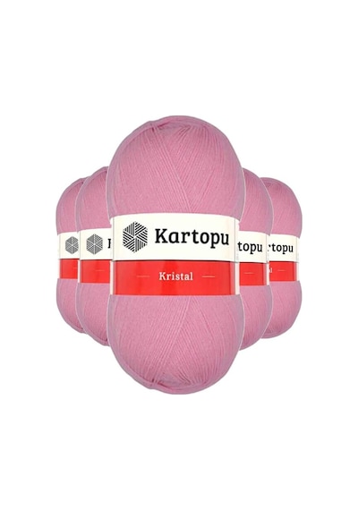5 Adet Kristal Çift Katlı El Örgü Lif İpi Pembe K774