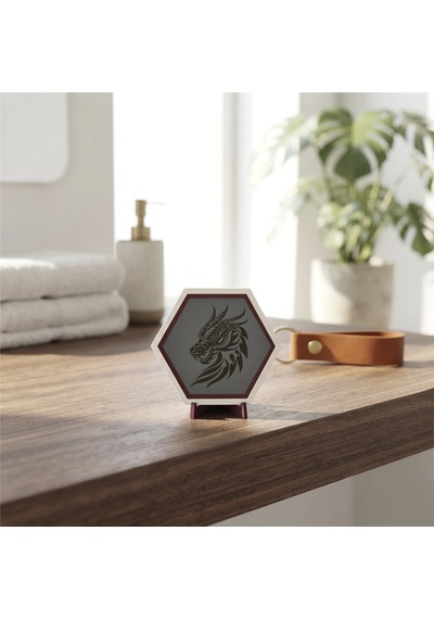 Modern Çizgilerle Ejderha Temalı Masaüstü Objesi, Çalışma Masaları İçin Estetik, Butik Ve Dikkat Çekici Bir Ürün 10x10 Cm, Kül Gri