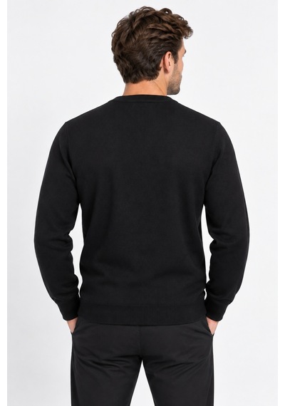Bihan Store Erkek Modern Kesim Desenli Kışlık Triko Kazak 7690-siyah