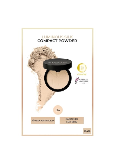 Note Cosmetique Luminous Silk Compact Powder Mat Bitişli Toz Pudra - 04 Sand