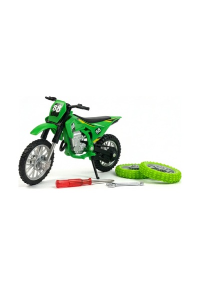 Model Cross Yeşil Motorsiklet Sök Tak Tekerlekli 1:18 Ölçek 3+ Yaş Çok Renkli