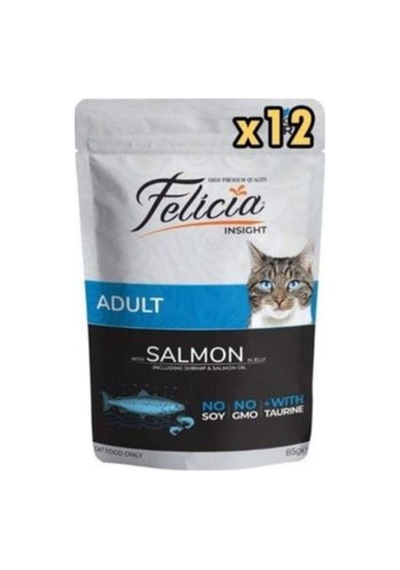 Tahılsız 85 Gr Pouch Yetişkin Somonlu Yaş Kedi Maması 12 Adet