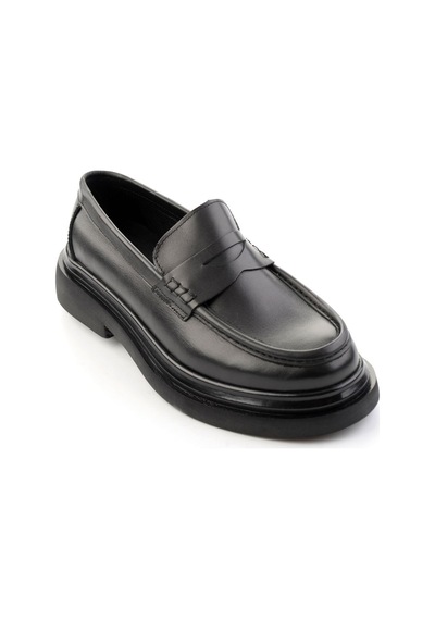 Bambi Siyah Antik Hakiki Deri Erkek Loafer Ayakkabı E01820604841