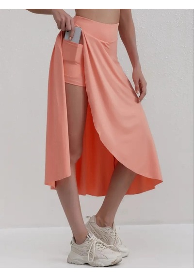 Valensdesign Kadın Cep Detay Taytlı Sandy Etek Pembe