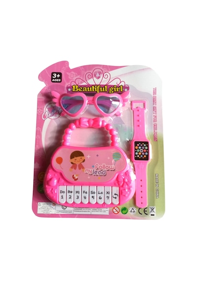 Oyuncak Mini Piyano Ve Aksesuar Seti 14 Cm Sesli Çocuk Piyanosu Pembe