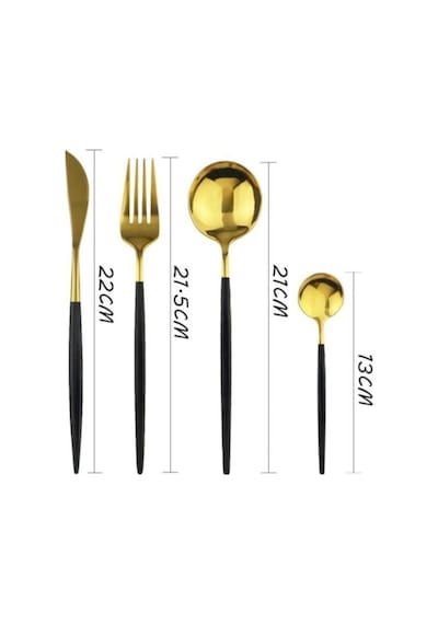 Ikon 30 Parça 6 Kişilik Siyah Gold Çatal  Kaşık Seti Siyah Gold
