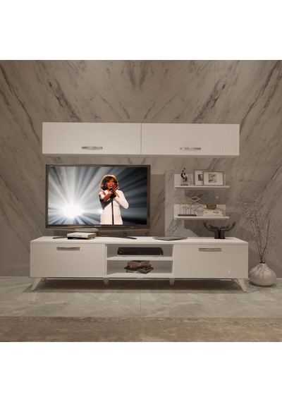 Decoraktiv Eko 5 Slm Dvd Retro Tv Ünitesi Tv Sehpası Beyaz
