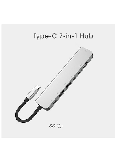 Ally Usb Type-c To 7in1 Hdtv 2xusb+pd Sd&tf Okuyucu Hub Adaptör Çoklayıcı- 5775