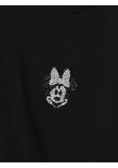 Lcw Comfort Siyah Minnie Mouse Nakışlı %100 Pamuklu Kadın Tişört