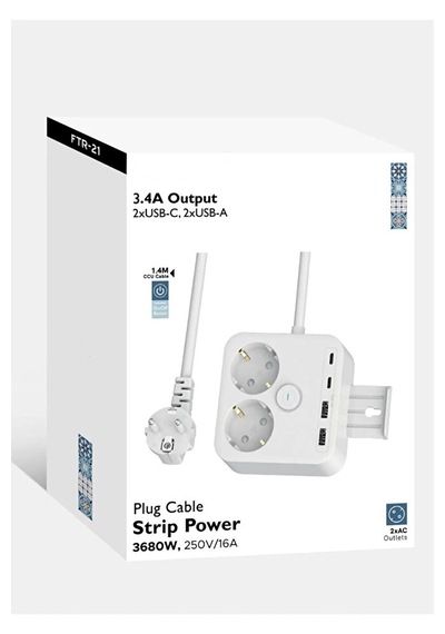 2'li Priz Yüksek Akım Korumalı 3680 Watt / 2xusb Girişi / 2xtype- Diğer