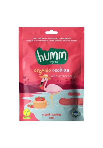 Humm Organik Vegan Çilekli Kurabiye 55 G - Doğal Aromalı 2'li Ekonomik Paket - 2 Adet Tarı