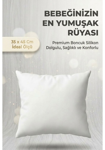 Bebek Yastığı Premium Boncuk Silikon Dolgulu Yumuşak Konforlu 35x45 CM Beyaz