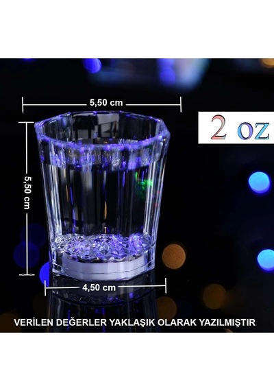 Renkli Led Parlayan Fiber Optik Glow Işıklı Bardak 5,5 X 5,5 Cm 1 Adet "