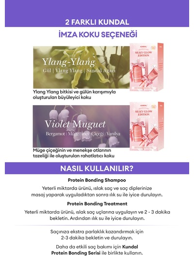 Yıpranmış Saçlara Protein Bakım Seti Kundal Protein Bonding Care Holiday Silk Glow Edition Violet