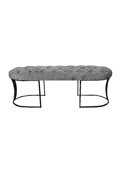 Viego Siyah Bench Puf Açık Gri