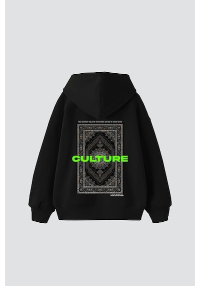 Tarzsokak Culture Etnik Baskılı Oversize Unisex Premium Siyah