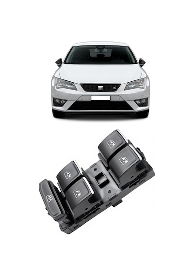 Seat Leon 2013-2020 Uyumlu Ön Sol Kapı Dörtlü Cam Açma Düğmesi Krom Detaylı 5g0959857c