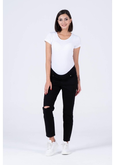 Busa Hamile Alt Karın Bantlı Skinny Dar Paça Kot Pantolon Siyah-siyah