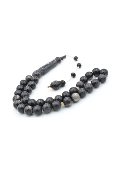 Sistemli Küre Kesim Dev Boy Siyah Koç Boynuzu Tesbih 12 Mm Siyah