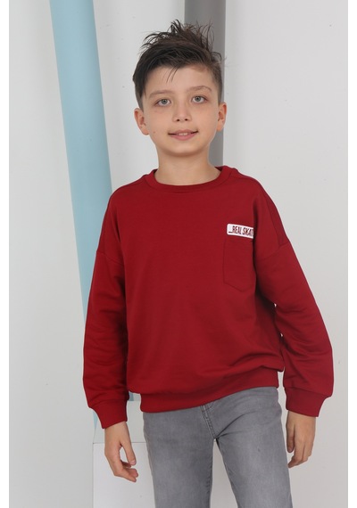 Toontoy Kids Toontoy Erkek Çocuk Baskılı Sweatshirt Bordo