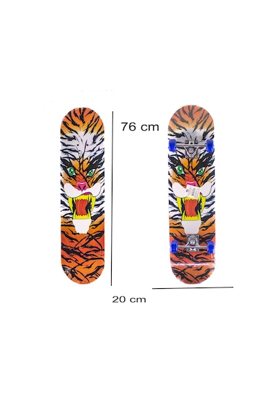 Kaykay 76 CM 4 Tekerlekli Kaykay Büyük Boy Ahşap Kaplan Çok Renkli