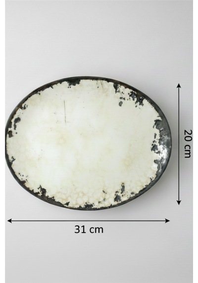 Ellips Oval Kayık Tabak 31cm Mega Desen Rinart Krem