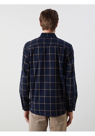 Lcwaıkıkı Classic Lacivert Regular Fit Uzun Kollu Ekose Poplin Erkek Gömlek