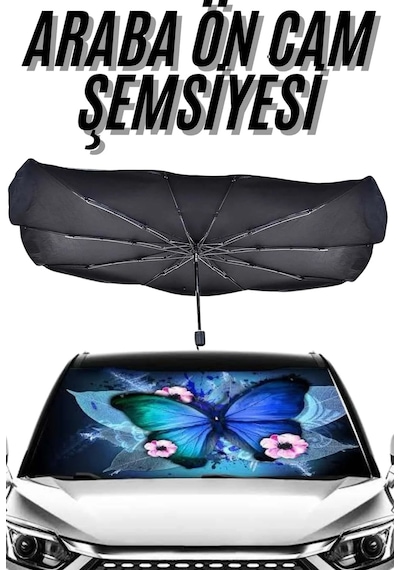 Güneş Önleyici Katlanabilir Oto Araba Güneşlik Şemsiye Tip Ön Cam 1 Adet 14865437