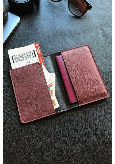 Vip Gift Voyager Pasaport Kılıfı Minimalist Vegan Suni Deri Pasaportluk Ka Bordo