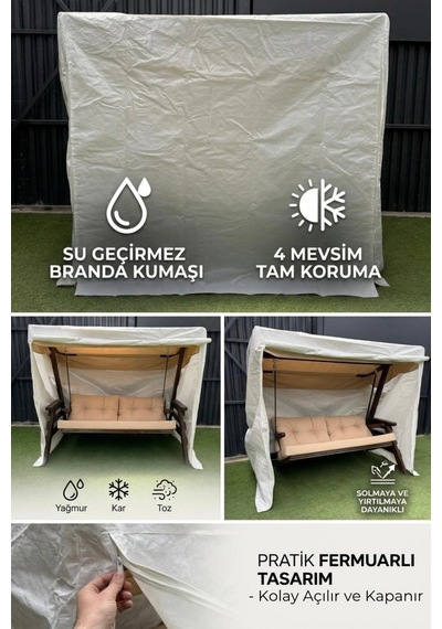 Salıncak Koruma Örtüsü Salıncak Korumalık Bahçe Salıncak Kılıfı Koruma Branda Krem