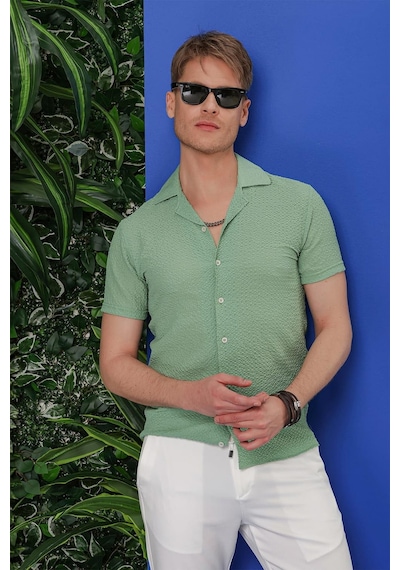 Efor G 1536 Slim Fit Yeşil Klasik Gömlek Yeşil
