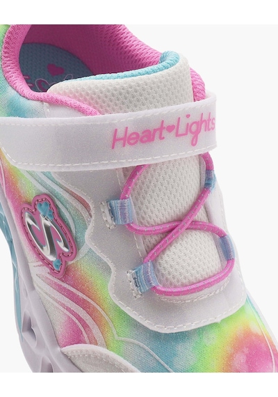 Skechers Flutter Heart Lights - Groovy Swirl Küçük Kız Çocuk Beyaz Işıklı Spor Ayakkabı 303253n Wmlt Beyaz