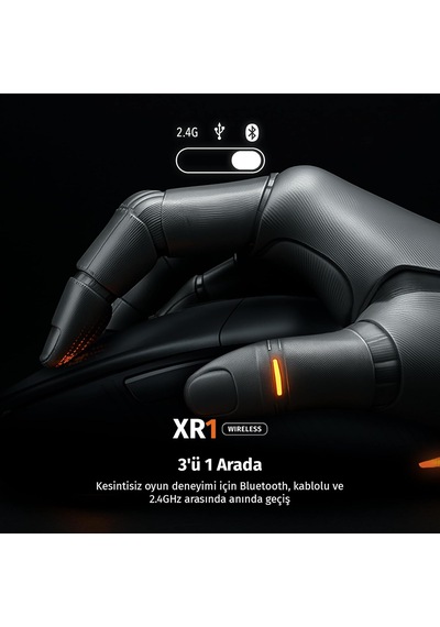 Xr1 Kablosuz Oyuncu Mouse, 10000 Dpı, Rgb Aydınlatma, 6 Tuş, 2.4g + Bluetooth + Kablolu, Type-c Şarjlı
