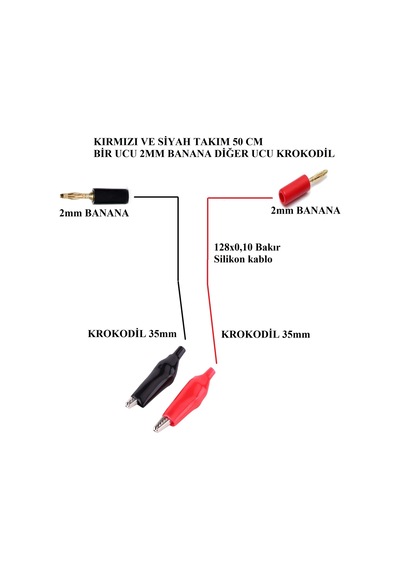 2mm Banana To Krokodil 50cm Takım