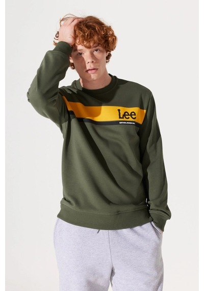 Lee Bisiklet Yaka Regular Fit Haki Erkek Sweatshirt L232501801 001