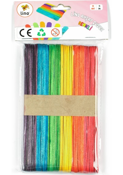 Ahşap Çubuk Renkli 15cm 50'li