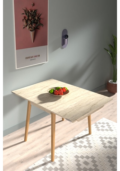 Vilinze Avanos Ahşap Ayaklı Katlanır Kanatlı Mdf Mutfak Masası - 60x90+60 90x120 Cm Traverten Vilinze Avanos Ahşap Ayaklı Katlanır Kanatlı Mdf Mutfak Masası - 60x90+60 90x120 Cm Traverten
