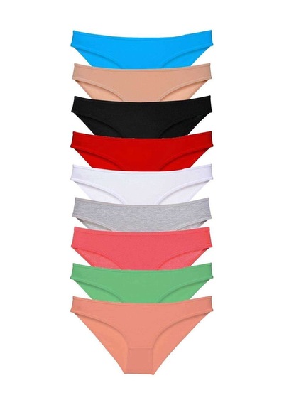 9 Adet Süper Eko Set Likralı Kadın Slip Külot Tüm Renkler Beden: S Standart