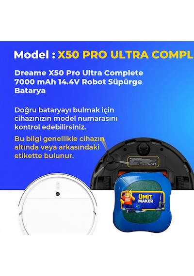 Dreame X50 Pro Ultra Complete 7000 Mah 14.4v Robot Süpürge Batarya