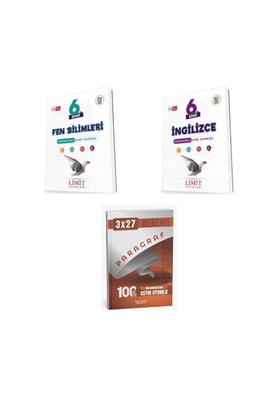 2027 Limit 6. Sınıf Etkinlikli Fen Bilimleri + İngilizce Soru + Anla Kazan Paragraf Deneme 3'lü Set