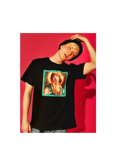 Flood Of Style Siyah Ucuz Roman Baskılı Oversize Bisiklet Yaka Erkek Tişört