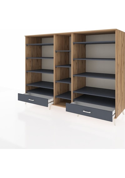 Kronos Dolap 14 Raflı 2 Çekmeceli 220x59x163 Çam-antrasit Çam-antrasit Kronos Dolap 14 Raflı 2 Çekmeceli 220x59x163 Çam-antrasit Çam-antrasit