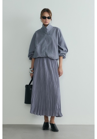 Suud Collection Gri Donette Piliseli Etek