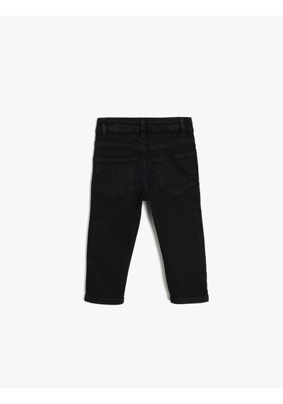 Koton Kot Pantolon Cepli Beli Lastikli Havuç Kesim Siyah 5wmb40014td Siyah