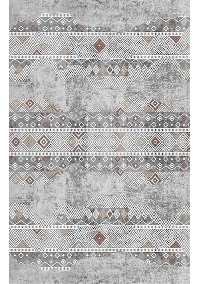 STY Home Gri Dijital Baskı Salon Halısı Kaymaz Tabanlı Yıkanabilir Halı Yolluk 533 Gri