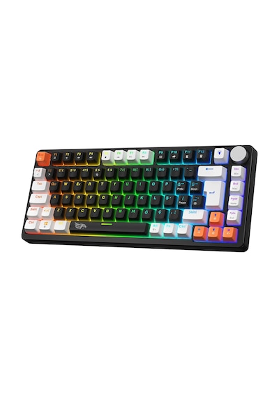 Mavi Switch Rgb Aydınlatmalı Örgü Kablolu Gameagle Gasket Mekanik Oyuncu Klavyesi Metal Knob Kontrollü Türkçe Q Layout Hot Swap Kompakt Gaming Type-c Kablo Eva Süngerli Gaming Klavye