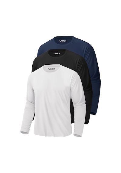 Rich Erkek Siyah-beyaz-lavicert 3'lü Paket Basic Uzun Kollu Tişört Body T-shirt Lacivert