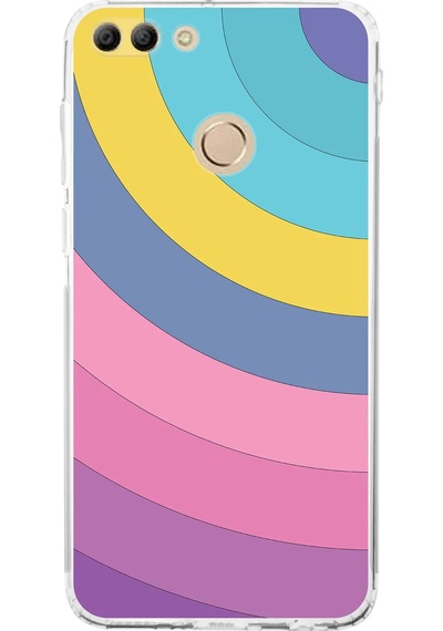 Huawei Y9 2018 Uyumlu Kamera Korumalı Renk Cümbüşü B Tasarımlı Şeffaf Silikon Kılıf