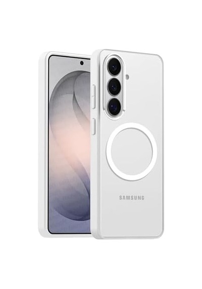 Galaxy S26 İçin Matt Flex Serisi Magsafe İle Uyumlu Yükseltilmiş Lens Çerçeveli Ultra Güçlü Darbeye Dayanıklı Yumuşak Silikon Kılıf Beyaz, Galaxy S26 50 x 22