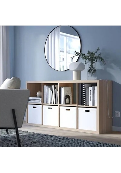 Ikea Kallax Açık Raf Ünitesi, Ağartılmış Meşe Görünümlü 77x147 Safirmeşe